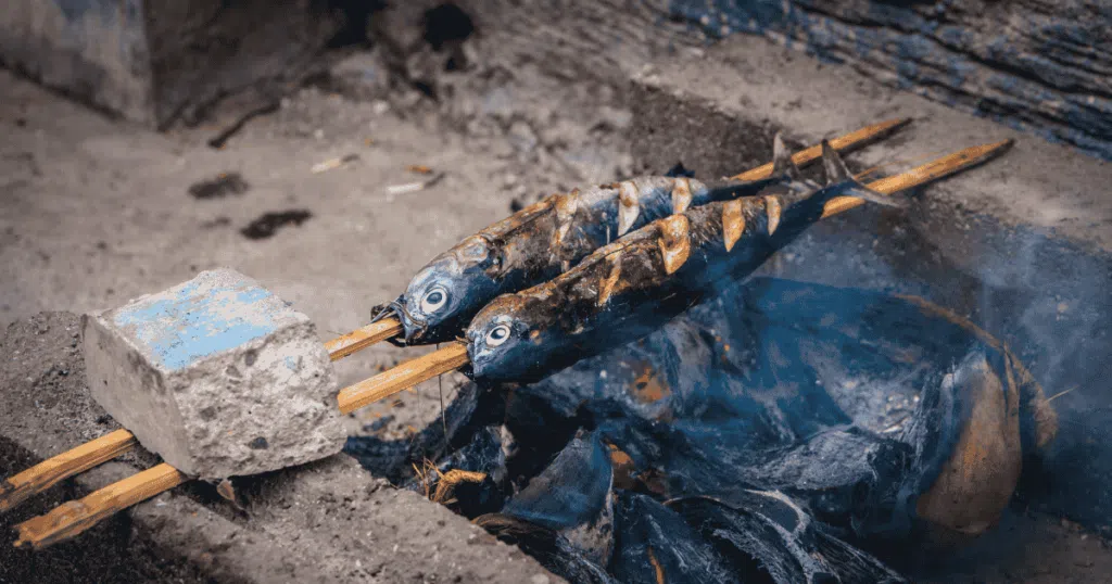 The wahoo fish grilled on the outdoor